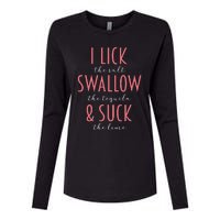 I Lick Salt Swallow Tequila Suck Lime Funny Mexican Drinking Womens Cotton Relaxed Long Sleeve T-Shirt