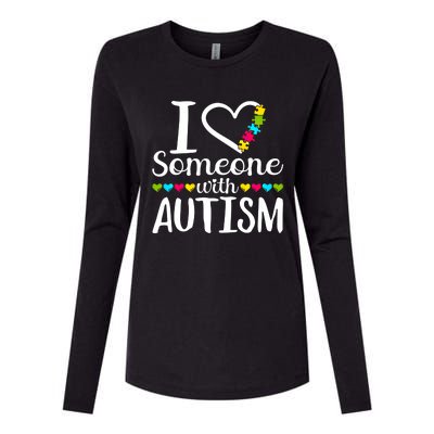 I Love Someone With Autism Heart Puzzle Piece Gift Womens Cotton Relaxed Long Sleeve T-Shirt