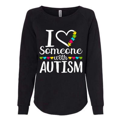 I Love Someone With Autism Heart Puzzle Piece Gift Womens California Wash Sweatshirt