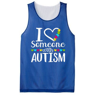 I Love Someone With Autism Heart Puzzle Piece Gift Mesh Reversible Basketball Jersey Tank