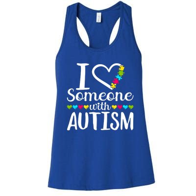 I Love Someone With Autism Heart Puzzle Piece Gift Women's Racerback Tank