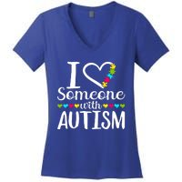 I Love Someone With Autism Heart Puzzle Piece Gift Women's V-Neck T-Shirt