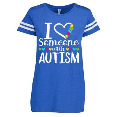 I Love Someone With Autism Heart Puzzle Piece Gift Enza Ladies Jersey Football T-Shirt