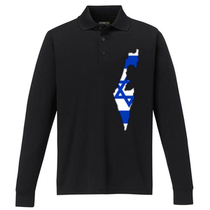 Israel Love Stand With Israel Performance Long Sleeve Polo