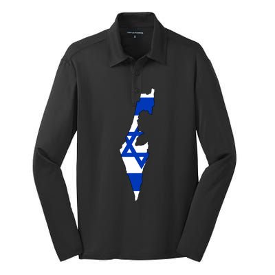 Israel Love Stand With Israel Silk Touch Performance Long Sleeve Polo