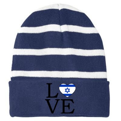 Israel Love Stand With Israel Striped Beanie with Solid Band