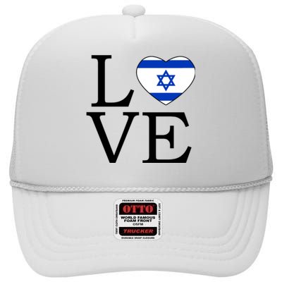 Israel Love Stand With Israel High Crown Mesh Back Trucker Hat