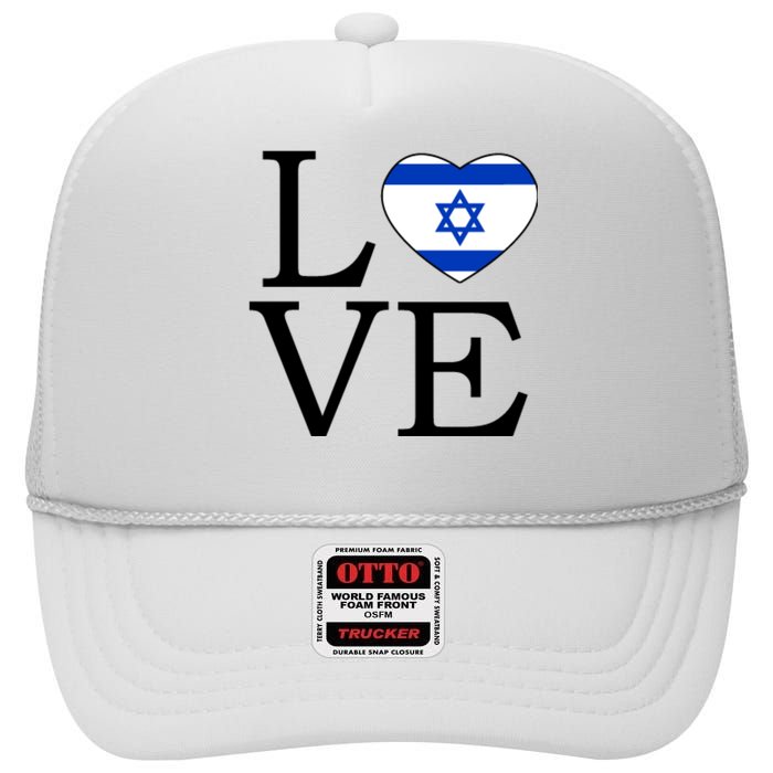 Israel Love Stand With Israel High Crown Mesh Back Trucker Hat