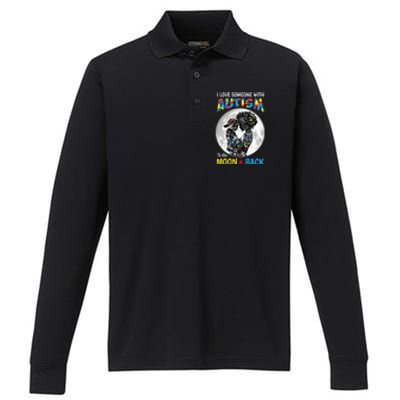 I Love Someone With Autism To The Moon And Back Cool Gift Performance Long Sleeve Polo