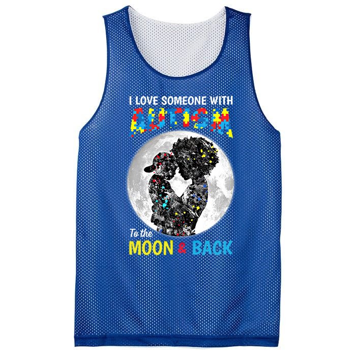 I Love Someone With Autism To The Moon And Back Cool Gift Mesh Reversible Basketball Jersey Tank