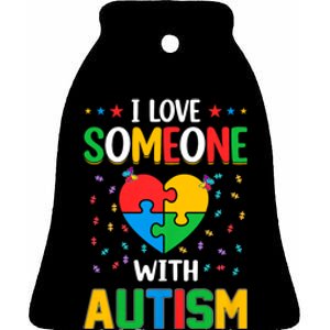 I Love Someone With Autism Awareness Ceramic Bell Ornament