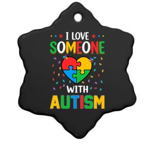 I Love Someone With Autism Awareness Ceramic Star Ornament