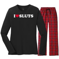 I Love Sluts I Heart Sluts Baby Women's Long Sleeve Flannel Pajama Set 