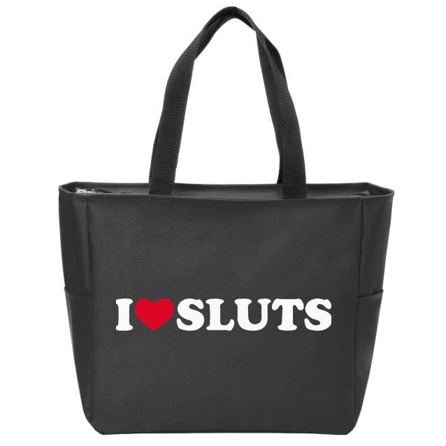 I Love Sluts I Heart Sluts Baby Zip Tote Bag