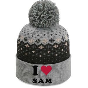 I Love Sam The Baniff Cuffed Pom Beanie