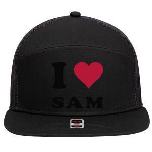 I Love Sam 7 Panel Mesh Trucker Snapback Hat