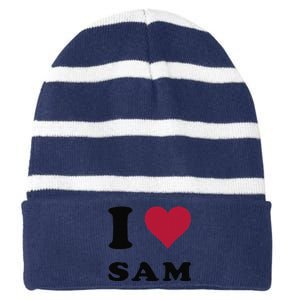 I Love Sam Striped Beanie with Solid Band