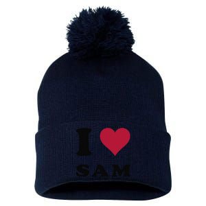 I Love Sam Pom Pom 12in Knit Beanie