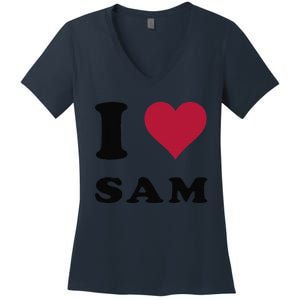 I Love Sam Women's V-Neck T-Shirt