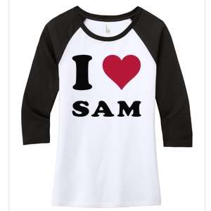 I Love Sam Women's Tri-Blend 3/4-Sleeve Raglan Shirt