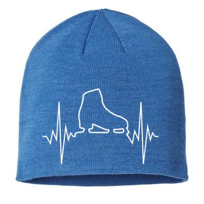 I Love Skating Ekg Funny Gift Figure Skating Or Ice Skating Gift Sustainable Beanie