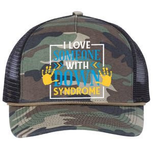 I Love Someone With Down Syndrome Family Down Syndrome Retro Rope Trucker Hat Cap