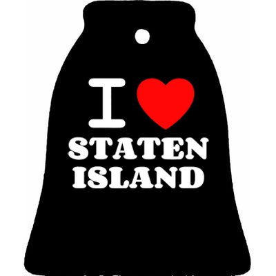 I Love Staten Island Ceramic Bell Ornament