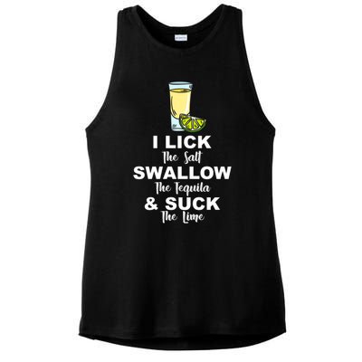 I Lick Salt Swallow Tequila Suck Lime Cinco De Mayo Mexico Gift Ladies PosiCharge Tri-Blend Wicking Tank