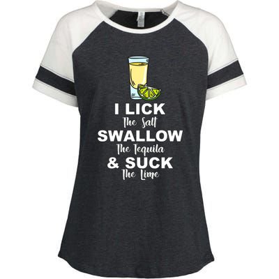 I Lick Salt Swallow Tequila Suck Lime Cinco De Mayo Mexico Gift Enza Ladies Jersey Colorblock Tee