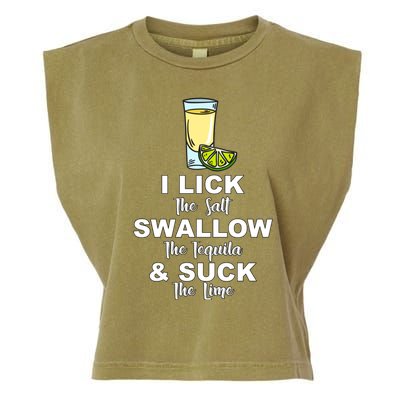 I Lick Salt Swallow Tequila Suck Lime Cinco De Mayo Mexico Gift Garment-Dyed Women's Muscle Tee