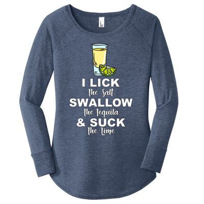 I Lick Salt Swallow Tequila Suck Lime Cinco De Mayo Mexico Gift Women's Perfect Tri Tunic Long Sleeve Shirt