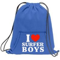 I Love Surfer Boy I Heart Surfer Boy Funny Surf Sweatshirt Cinch Pack Bag