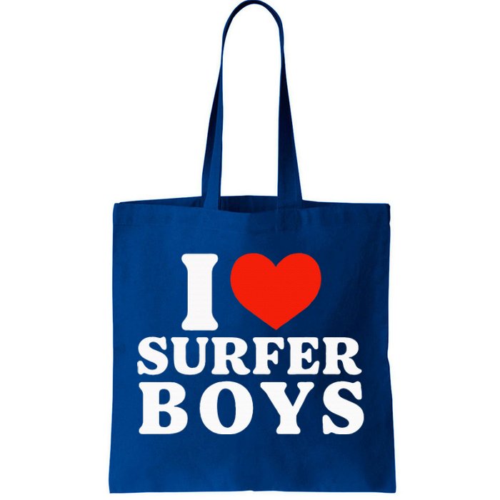 I Love Surfer Boy I Heart Surfer Boy Funny Surf Tote Bag