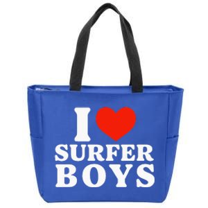 I Love Surfer Boy I Heart Surfer Boy Funny Surf Zip Tote Bag