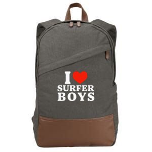 I Love Surfer Boy I Heart Surfer Boy Funny Surf Cotton Canvas Backpack