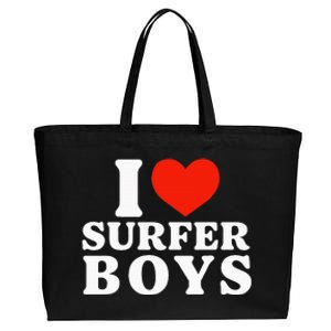 I Love Surfer Boy I Heart Surfer Boy Funny Surf Cotton Canvas Jumbo Tote