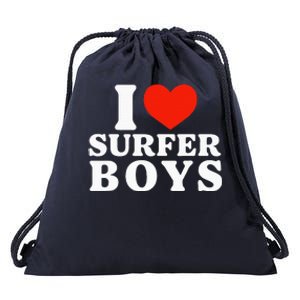 I Love Surfer Boy I Heart Surfer Boy Funny Surf Drawstring Bag