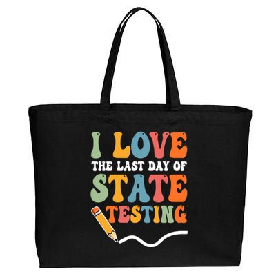 I Love State Testing Teacher School Test Day Funny Cotton Canvas Jumbo Tote