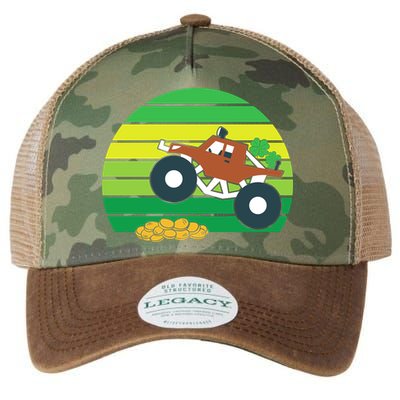 Monster Truck Shamrock Retro St Patricks Day Boys Kids Gifts Legacy Tie Dye Trucker Hat