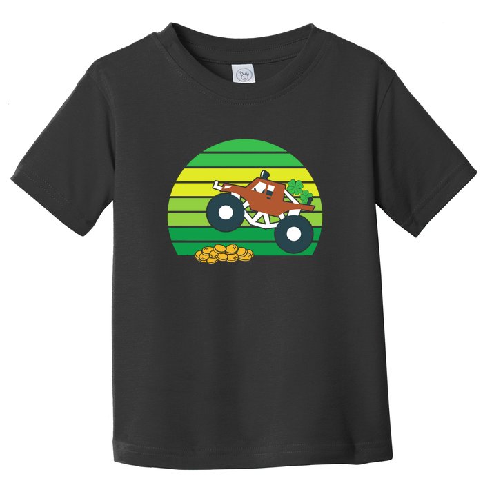 Monster Truck Shamrock Retro St Patricks Day Boys Kids Gifts Toddler T-Shirt