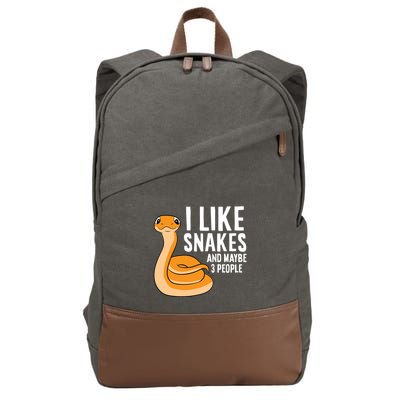 I Like Snakes And Maybe 3 People Snake Reptile Lover Cool Gift Cotton Canvas Backpack