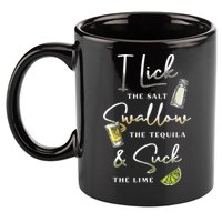 I Lick Salt Swallow Tequila Suck Lime Cinco De Mayo Mexico 11oz C Handle Ceramic Mug
