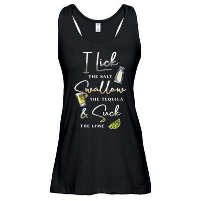 I Lick Salt Swallow Tequila Suck Lime Cinco De Mayo Mexico Ladies Essential Flowy Tank