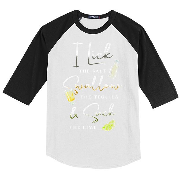 I Lick Salt Swallow Tequila Suck Lime Cinco De Mayo Mexico Kids Colorblock Raglan Jersey
