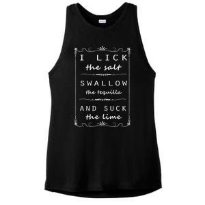 I Lick Salt Swallow Tequila Suck Lime Cinco De Mayo Mexico Funny Gift Ladies PosiCharge Tri-Blend Wicking Tank