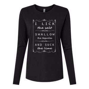 I Lick Salt Swallow Tequila Suck Lime Cinco De Mayo Mexico Funny Gift Womens Cotton Relaxed Long Sleeve T-Shirt