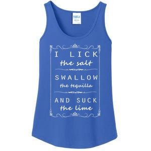 I Lick Salt Swallow Tequila Suck Lime Cinco De Mayo Mexico Funny Gift Ladies Essential Tank