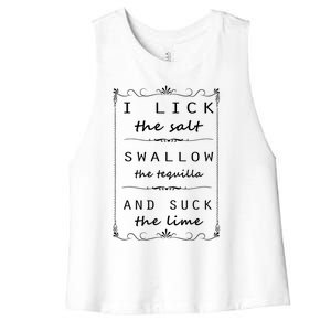 I Lick Salt Swallow Tequila Suck Lime Cinco De Mayo Mexico Funny Gift Women's Racerback Cropped Tank