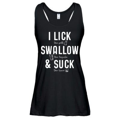 I LICK SWALLOW & SUCK Meme Cinco De Mayo Fun TEQUILA Ladies Essential Flowy Tank