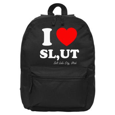 I Love SL UT Salt Lake City Utah 16 in Basic Backpack